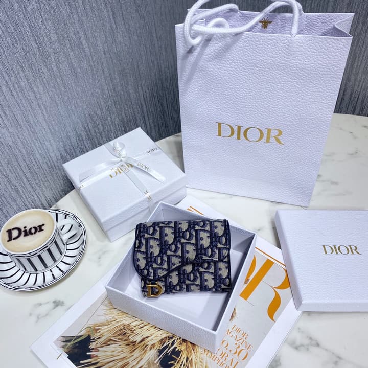 Dior Oblique Saddle Tri-fold Wallet