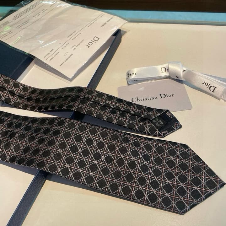 Dior Men's Silk Cannage Tie in Black