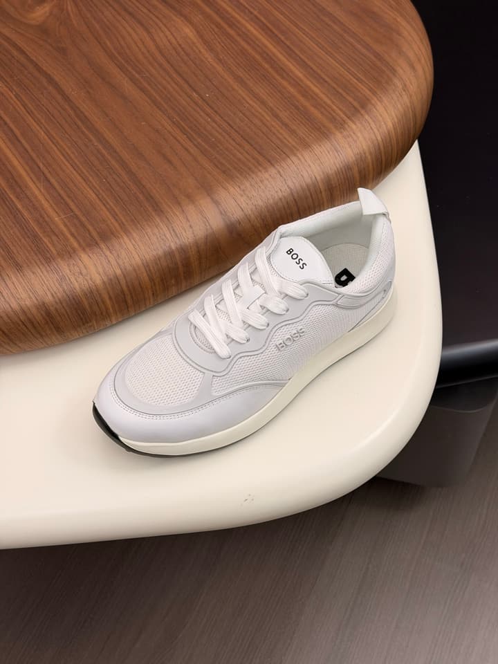Boss Men's Knit and Leather Sneakers