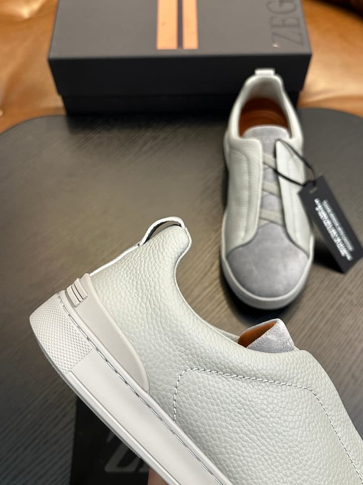 Zegna Triple Stitch™ Low-Top Sneakers in Leather Off-white