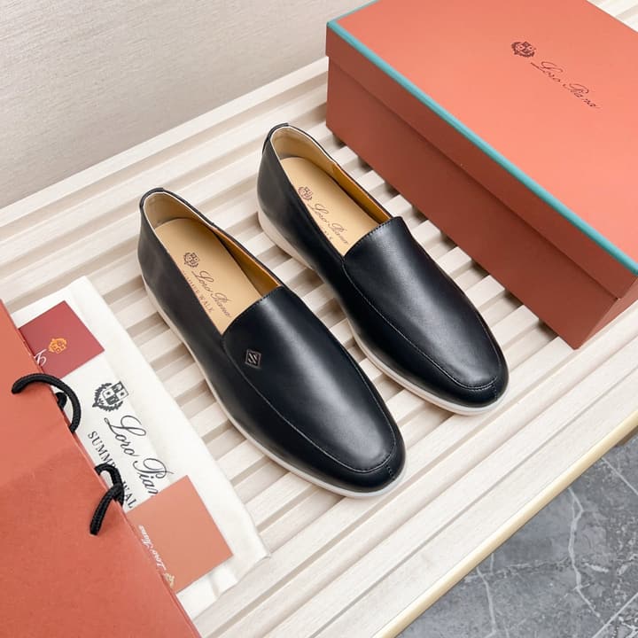 Loro Piana Classic Nappa Moccasins in Dark Blue Loafer Close-up
