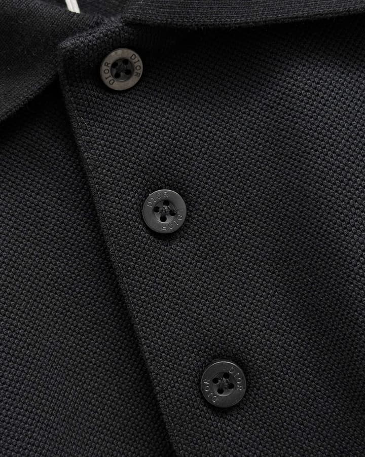 Dior Embroidered Letter Polo Shirt in Black
