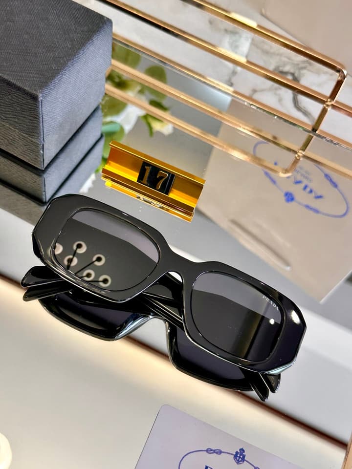 Prada Polarized Acetate Sunglasses in Glossy Black Frontal