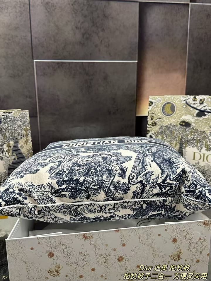 Dior Pillow Blanket Cushion in Black And White Oblique
