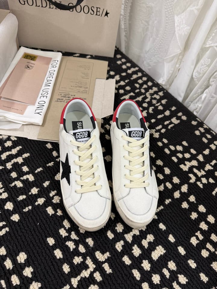 Golden Goose Super Star Rhinestone Leather Sneakers in Grey Suede Black Leather White Star