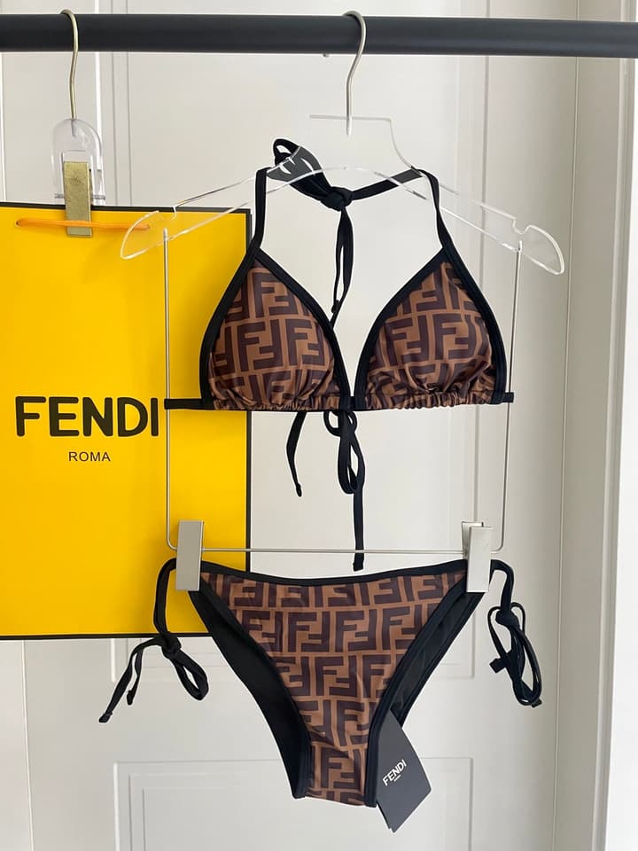Fendi One-Piece Swimsuit in Brown Ff Monogram Set