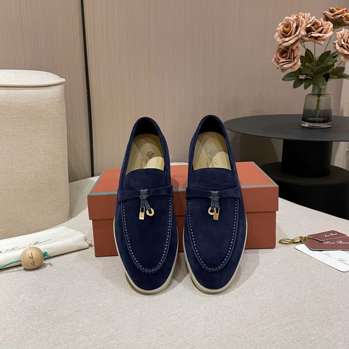 Loro Piana Summer Charms Walk Moccasin Loafers in Bright Orange Leather