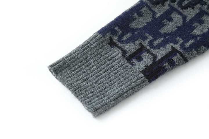 Dior Oblique Jacquard Wool Crewneck Sweater – 2026SS in Navy Oblique With Light Blue Trim