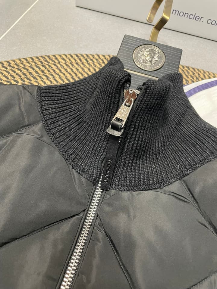 Moncler Men's Knit Down Spliced Sweater in Beige