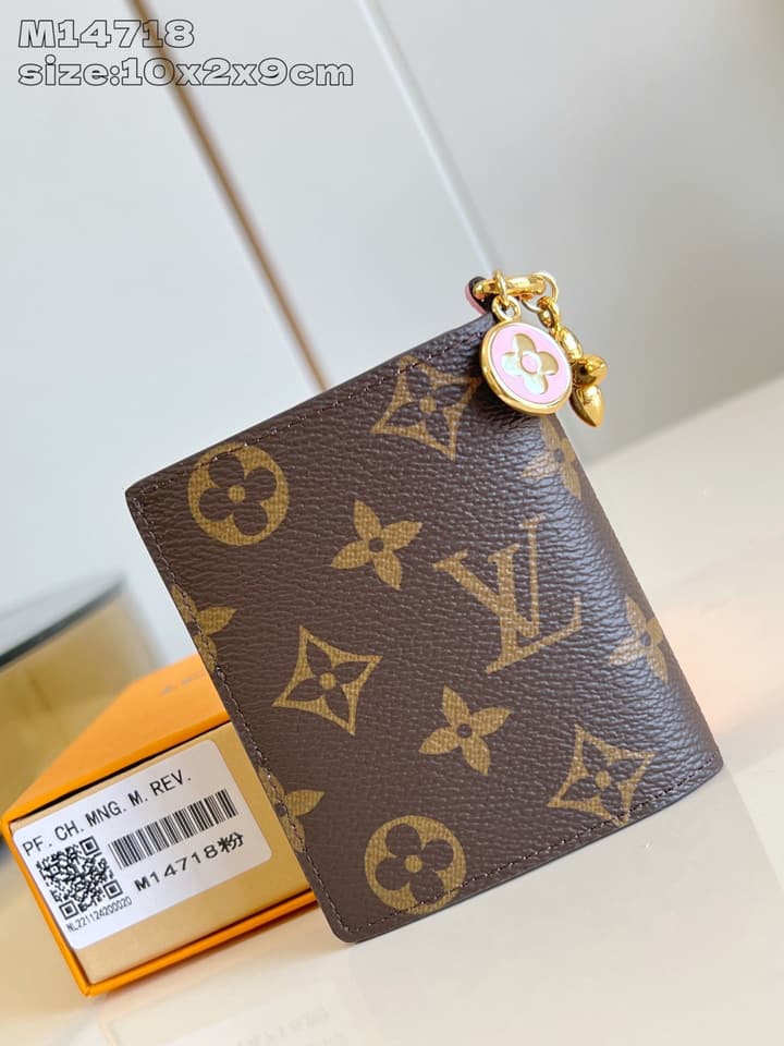 Louis Vuitton Charms Pocket Wallet in Monogram With Gold Disc Charm