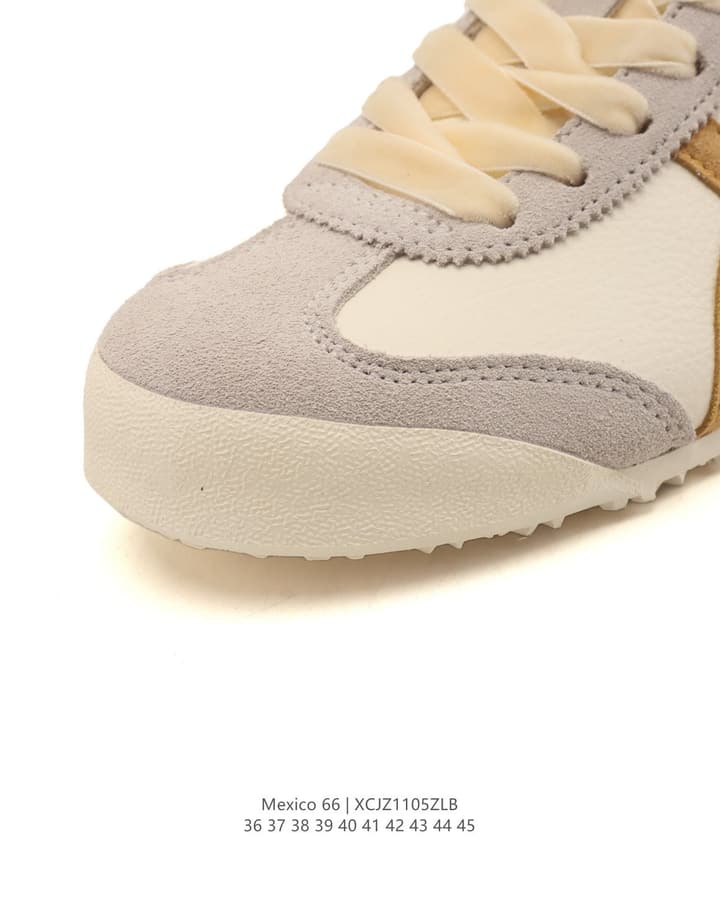 Onitsuka Tiger Mexico 66 Slip-On Sneakers in Cream With Tan And Terracotta Stripes