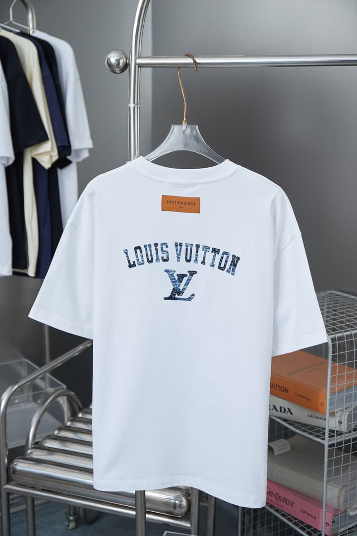 Louis Vuitton Denim Patchwork Rhinestone T-Shirt – 26SS Early Spring Collection in Black
