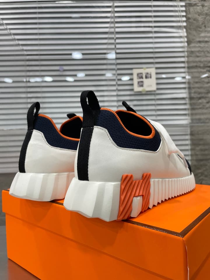 Hermès Sport Sneakers – Iconic Orange Edge in Black Knit With Black Laces