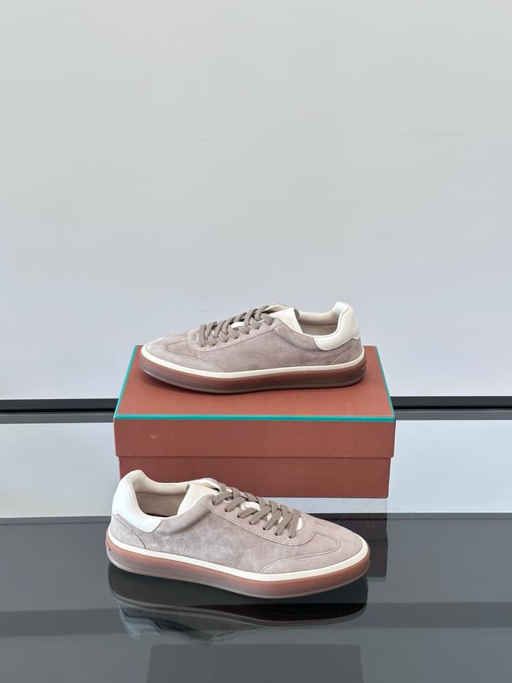 Loro Piana WeekendWalk Suede Sneakers in Cream Suede