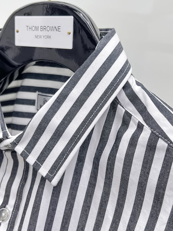 Hermès Long-Sleeve Shirt in Light Blue Striped