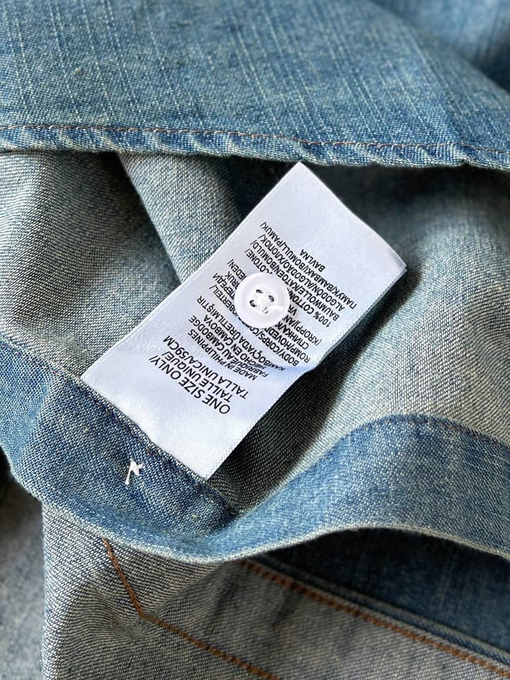 Ralph Lauren Washed Denim Shirt with Embroidered Logo in Dark Wash Denim Flat Lay