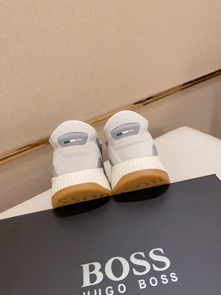 Boss Latest Casual Fly-Knit Sneakers in Black With Gold Accents