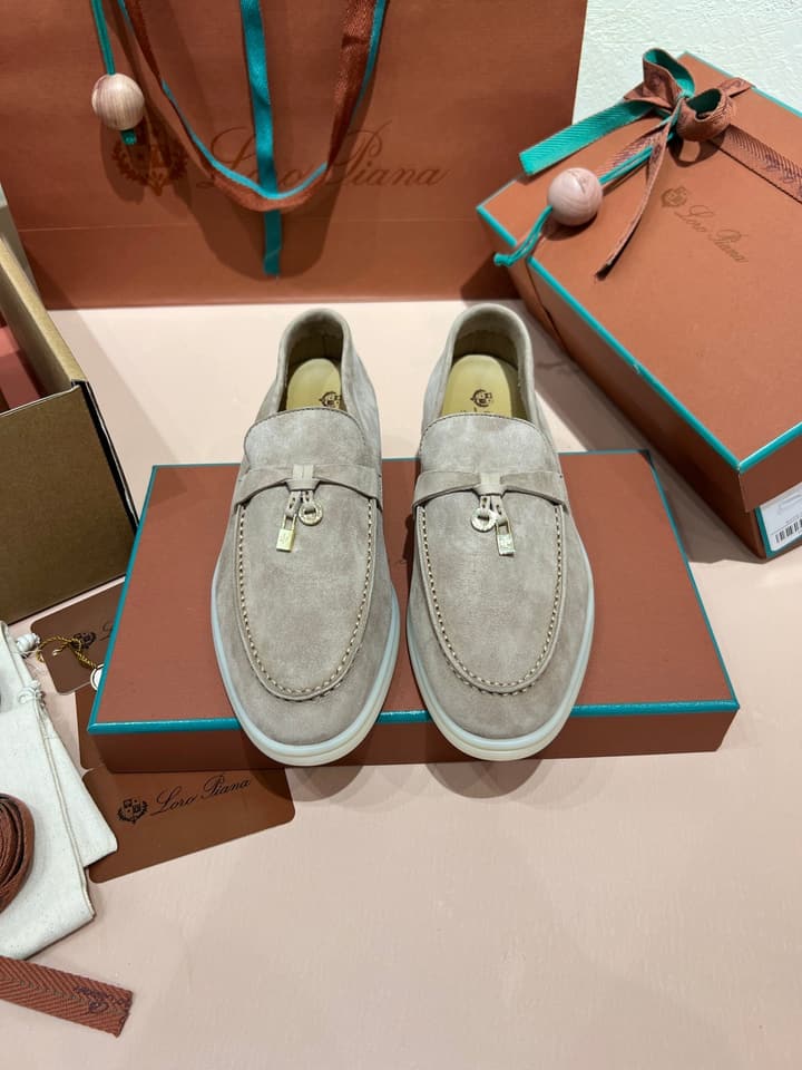 Loro Piana My Charms Suede Loafers in Dark Blue