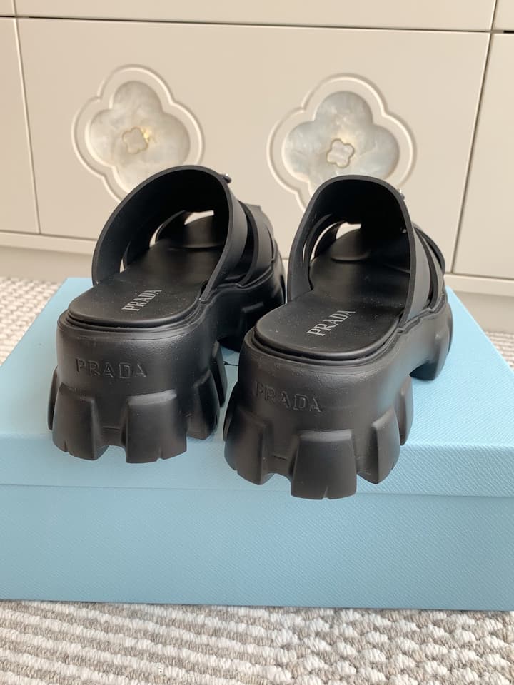 Prada Monolith Rubber Platform Mules in Black