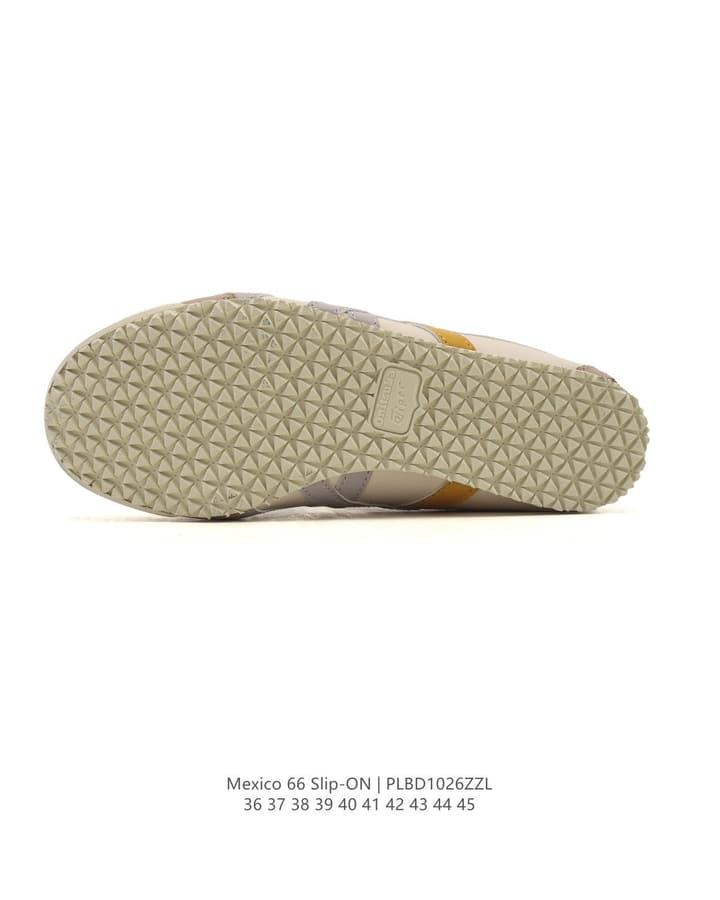Onitsuka Tiger Mexico 66 Slip-On Canvas Sneakers in Cream Canvas With Gold Stripes