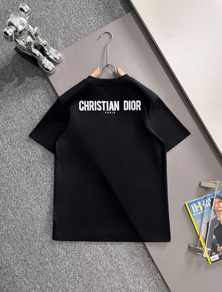 Dior Leaf Embroidery Flocked CD Logo T-Shirt – 2025 in Black