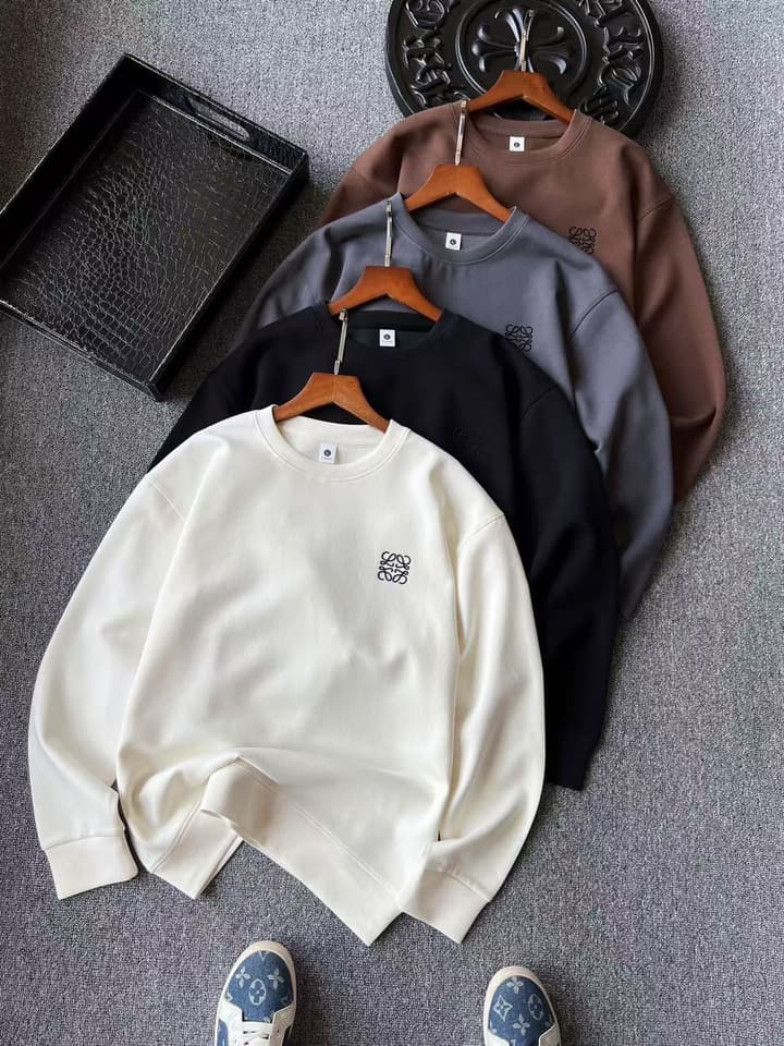 Loewe Air Cotton Round Neck Sweatshirt in Cement Grey