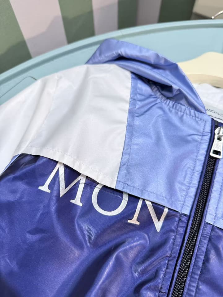 Moncler Kids Windbreaker Suit Set – 2025SS in Dark Blue Color Block Set
