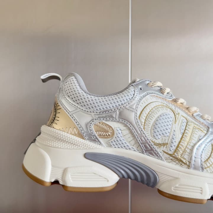 Dior Chrono Mesh and Leather Sneakers – 2024 Fall Collection in Brown And Gold