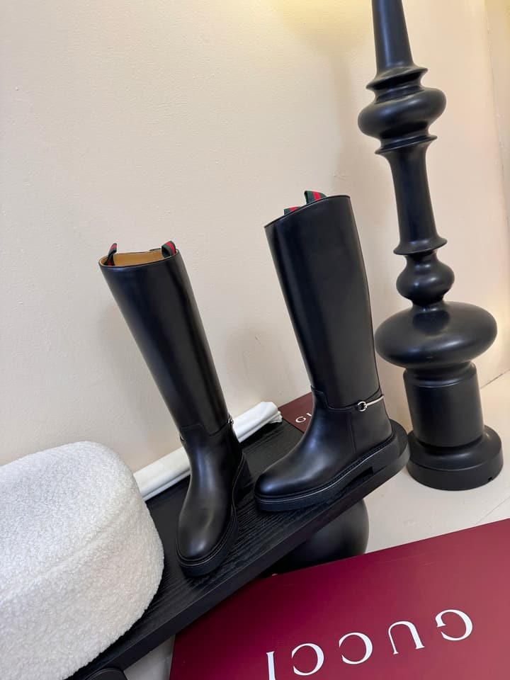 Gucci Runway Velvet Boots in Black Suede