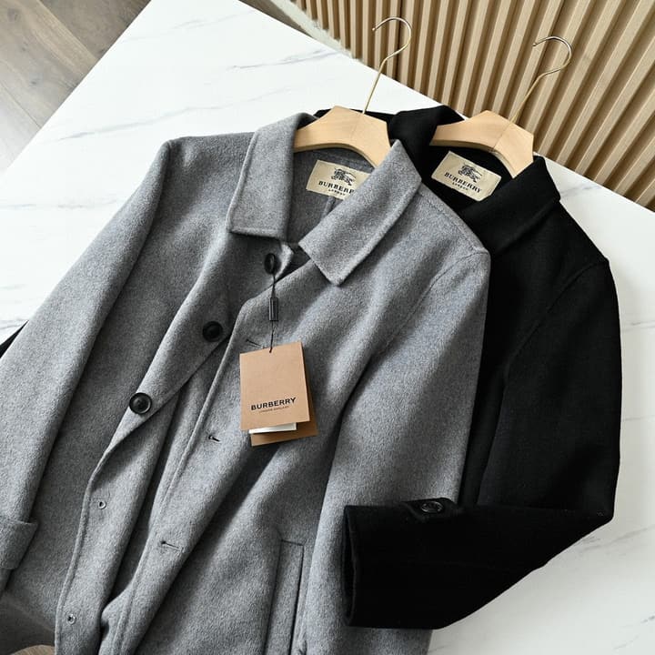 Burberry Men's Double-Faced Wool Trench Coat – 2025FW in Classic Black