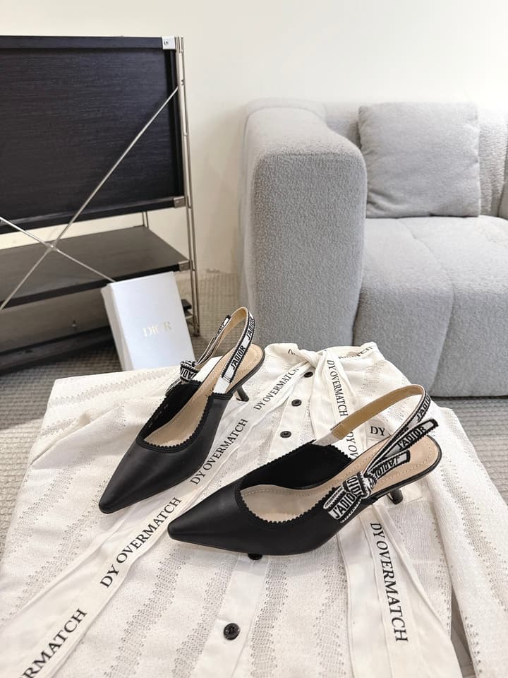 Dior J'Adior Patent Leather Kitten Heel Sandals in Classic Black Smooth Leather