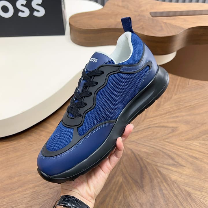 Boss Men's Knit and Leather Sneakers