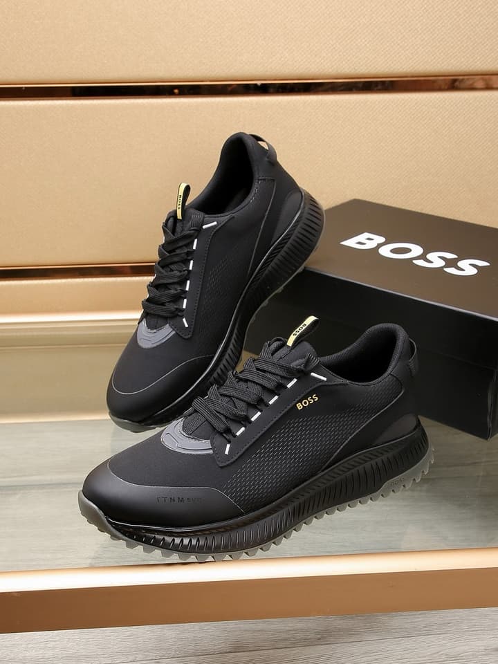 Boss New Men's Athletic Sneakers in Monochromatic Black