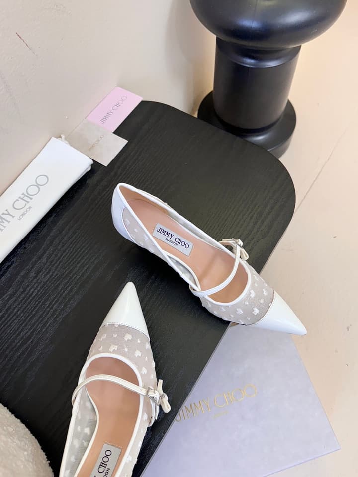 Jimmy Choo Patent Leather Pumps – 2025FW in Nude Mesh