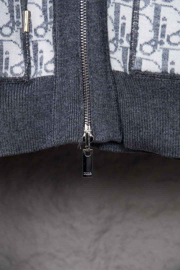 Dior CD Monogram Jacquard Cardigan – 24SS in Dark Grey