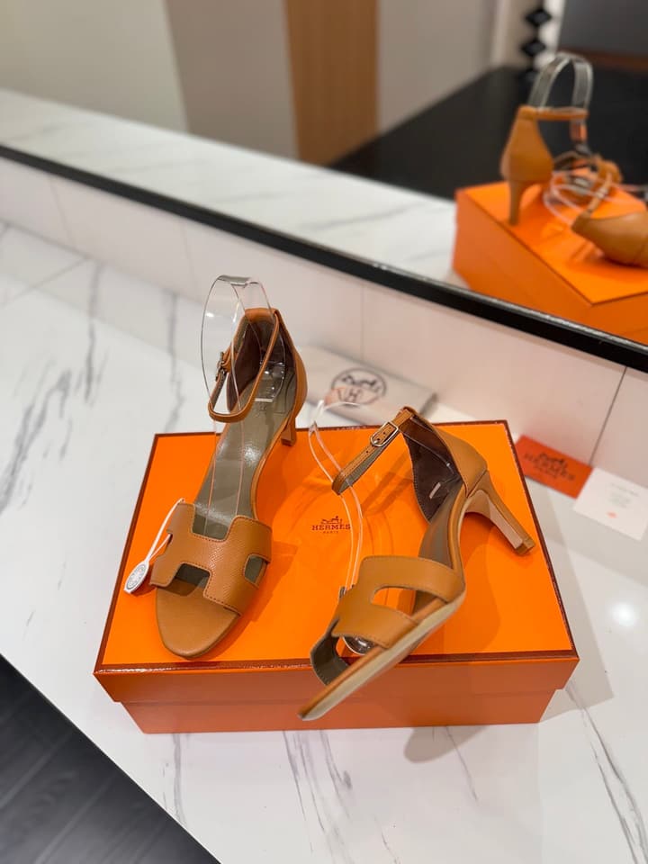 Hermès Classic Palm Grain Cowhide Heels – 6.5cm in Black