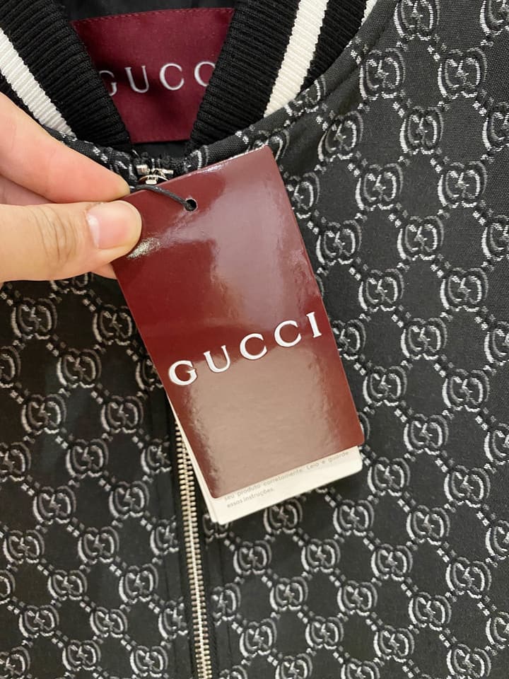 Gucci Men's Casual Jacket – 2025 Spring/Summer Collection in Charcoal Monogram Bomber