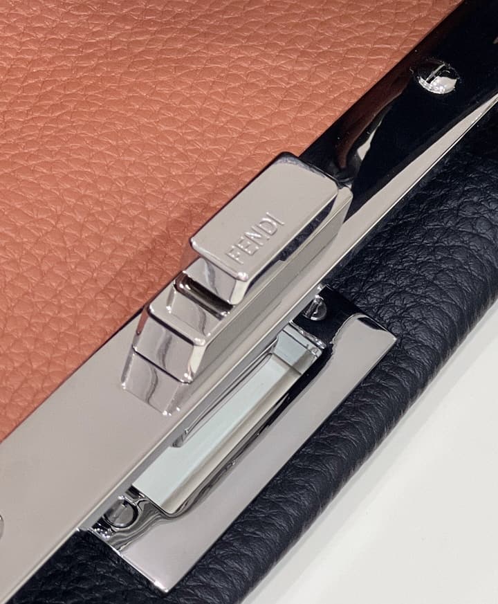 Fendi Classic Peekaboo Handbag in Classic Black With Patterned Strap