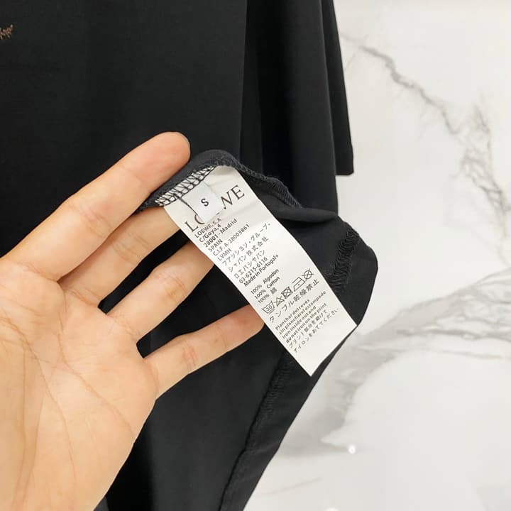 Loewe Rainbow Logo Embroidered Cotton T-Shirt in Classic Black