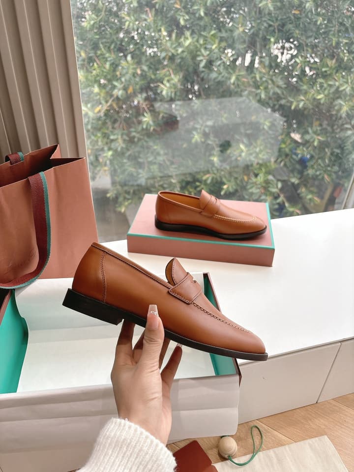 Loro Piana Classic Loafers in Burgundy Leather