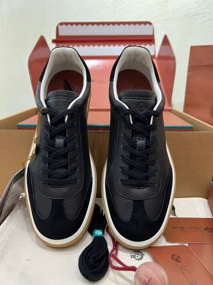 Loro Piana LP Tennis Walk Unisex Sneakers in Black Leather