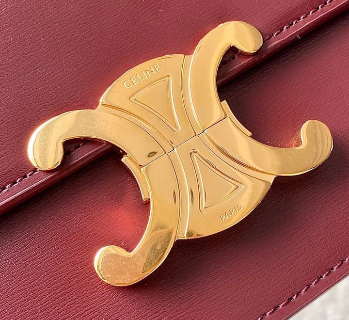 Celine Triomphe Box Calfskin Bag in Burnt Orange