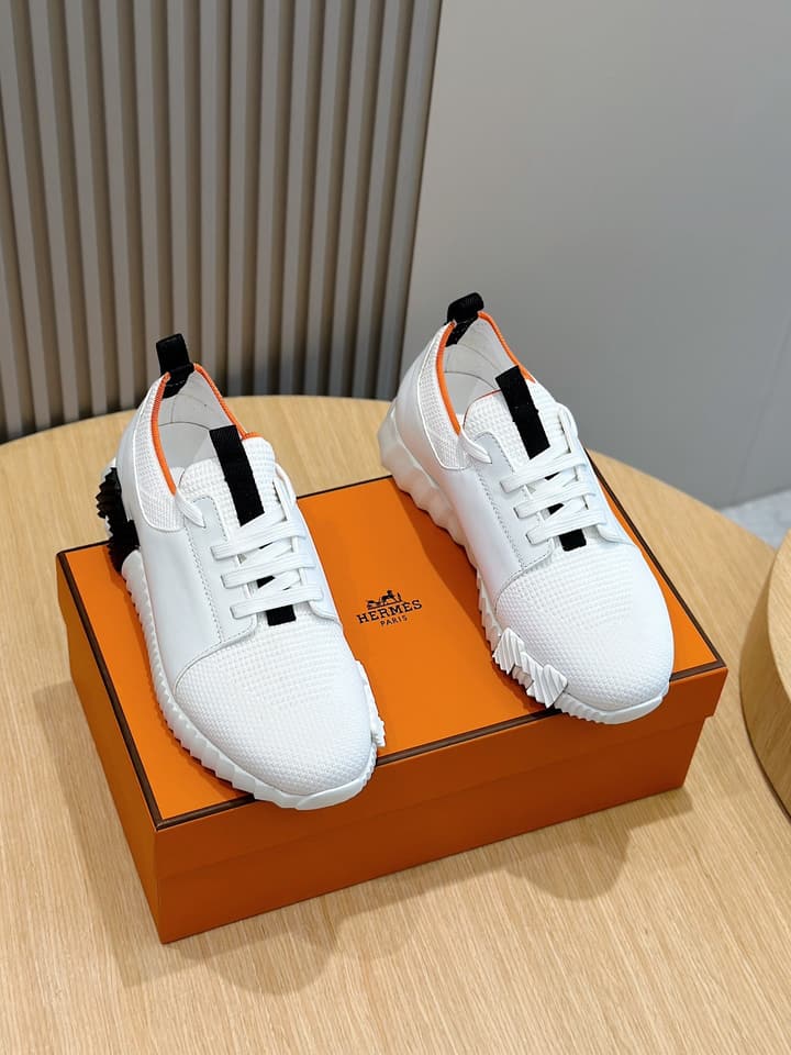 Hermès Bouncing Sneakers in Black And White Color Block