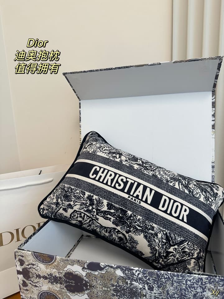 Dior Limited Edition Home Pillow – XYBH in Black Grey Toile