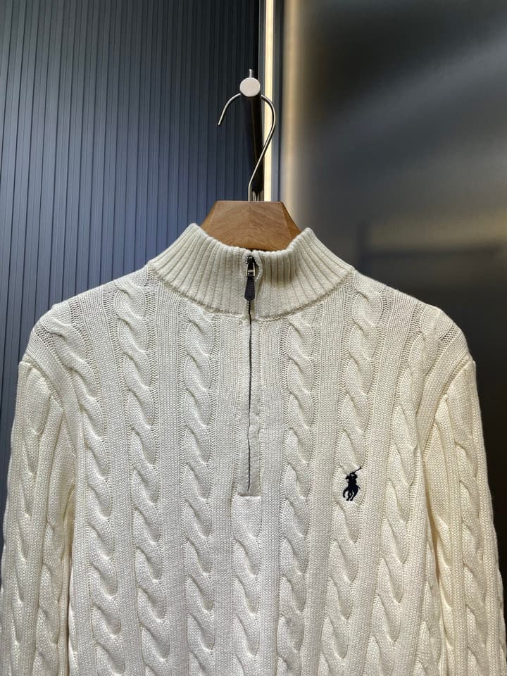 Ralph Lauren Cable Knit Half-Zip Sweater in Navy Blue