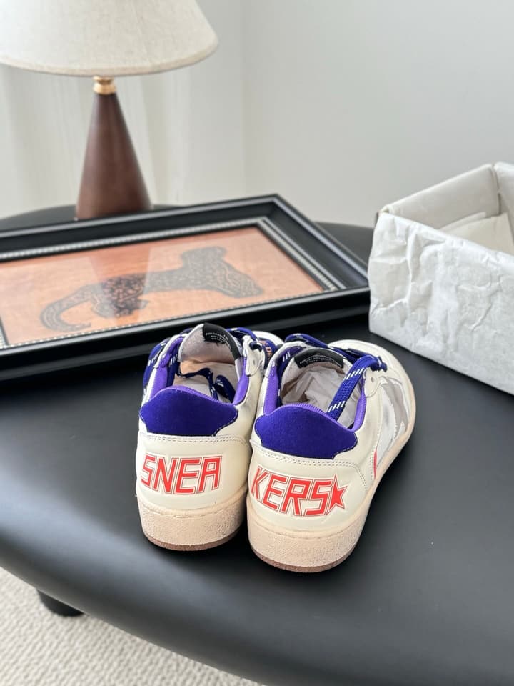 Golden Goose Distressed Graffiti Sneakers – 2024 Collection in Burgundy And White