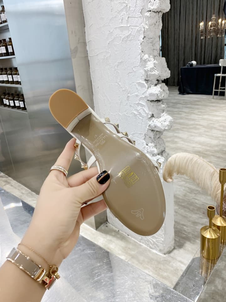 Valentino Rockstud Classic Block Heel Sandals in Nude With Gold Studs
