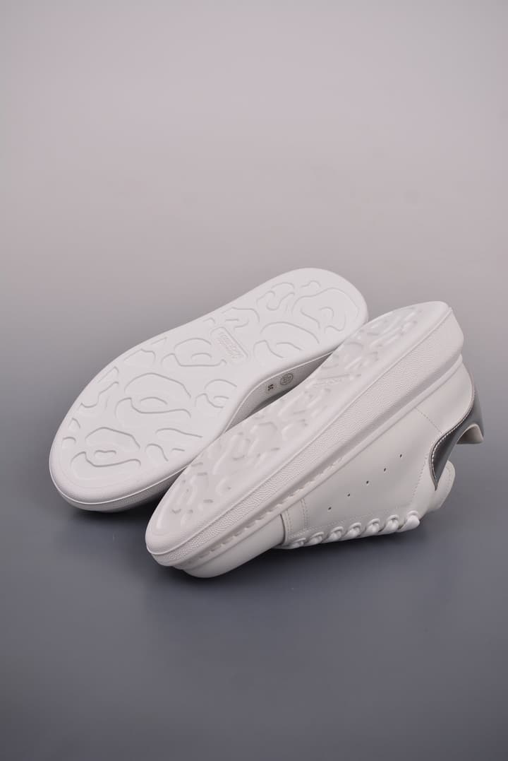 Alexander McQueen Oversized Low-Top Platform Sneakers in White With Dark Heel Tab