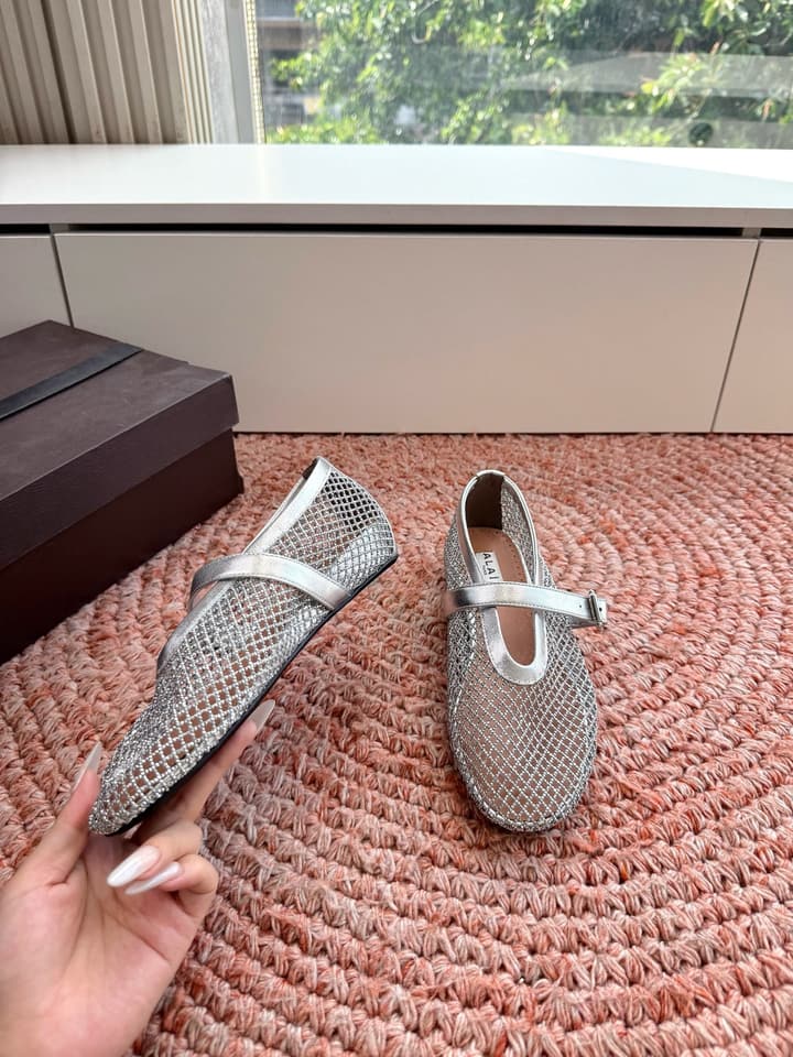 Alaïa Hidden Heel Fishnet Mules – 2026SS in Silver