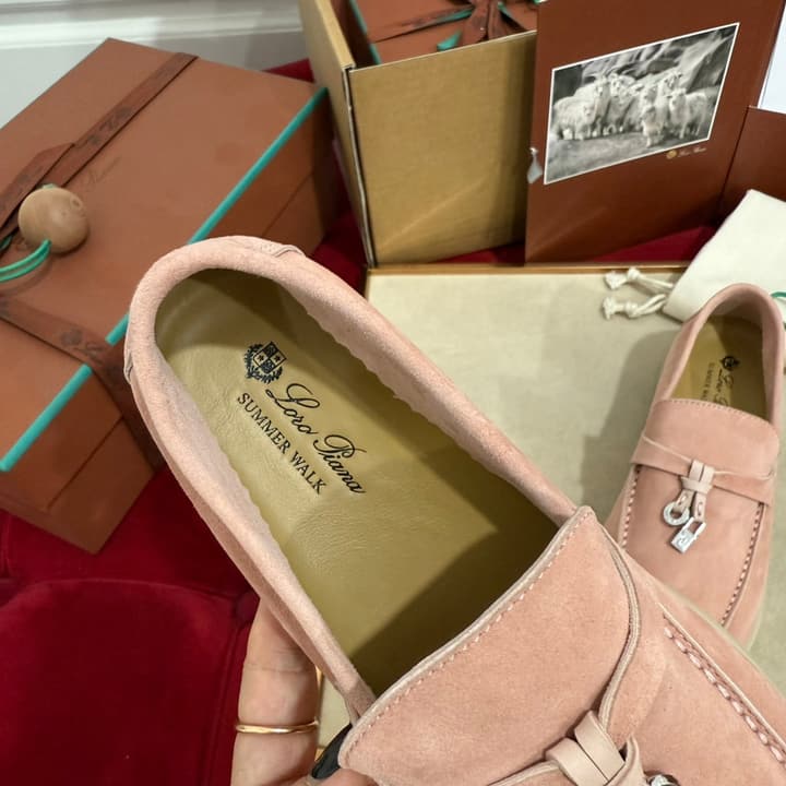 Loro Piana Summer Charms Walk Loafers – Kids Collection in Dusty Lavender Pink